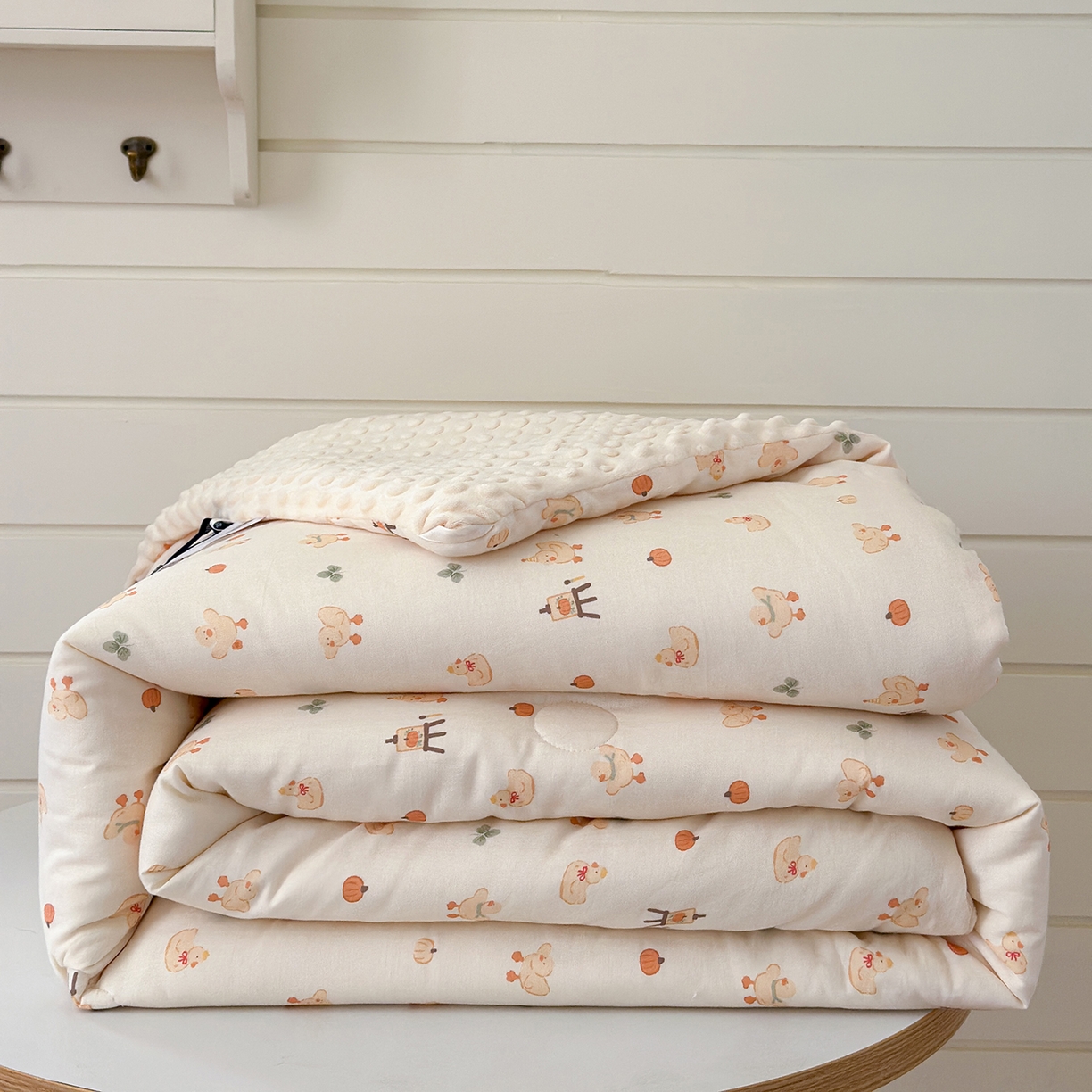 91家纺网 家纺一手货源 找家纺 麦伦家居 2025新款全棉双层纱3D豆豆被系列被子被芯（可配四件套） 快乐伙伴-黄