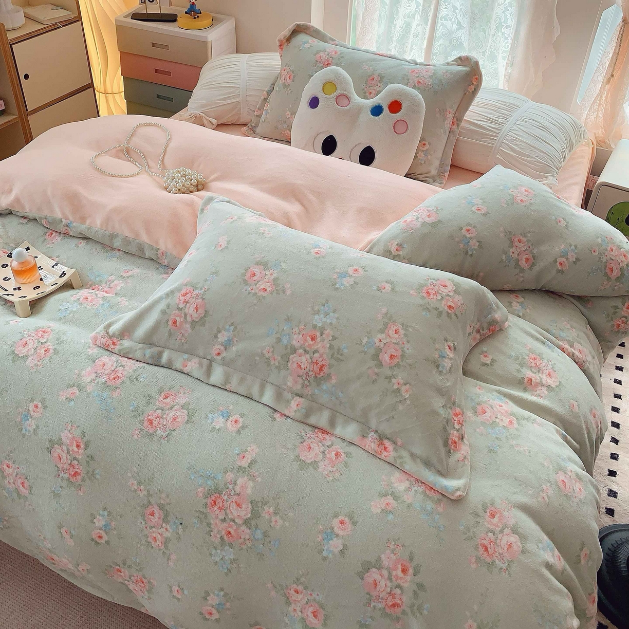 91家纺网 家纺一手货源 找家纺 莱豫家纺 2025新款加厚牛奶绒三件套四件套保暖不静电 茉莉