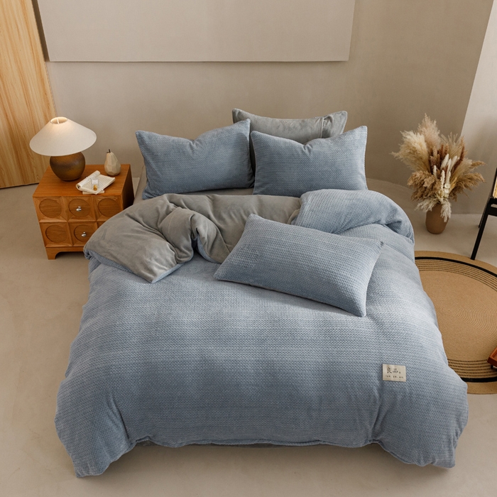 91家纺网 家纺一手货源 找家纺 （总）早晨家纺 2025新款波浪款牛奶绒提花四件套