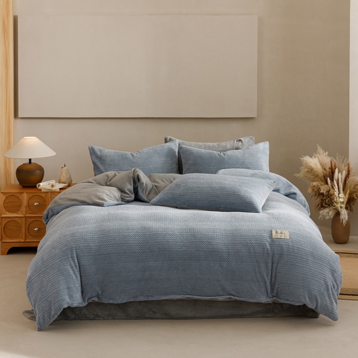 91家纺网 家纺一手货源 找家纺 （总）早晨家纺 2025新款波浪款牛奶绒提花四件套