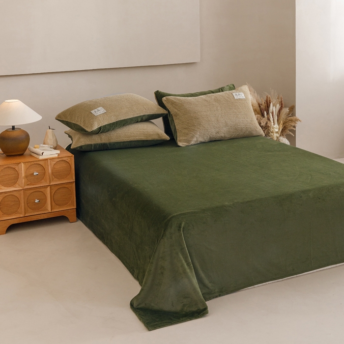 91家纺网 家纺一手货源 找家纺 早晨家纺 2025新款波浪款牛奶绒提花四件套 波浪-浅水绿