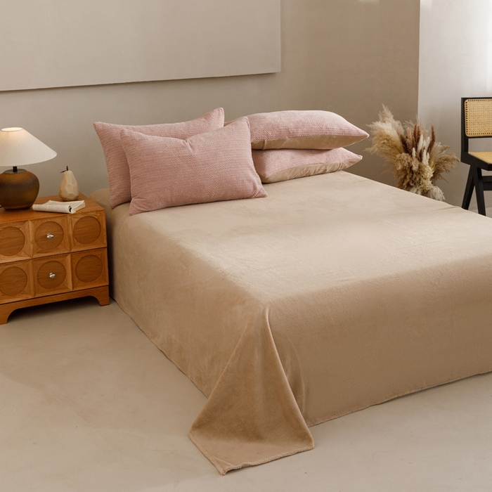 91家纺网 家纺一手货源 找家纺 早晨家纺 2025新款波浪款牛奶绒提花四件套 波浪-豆沙