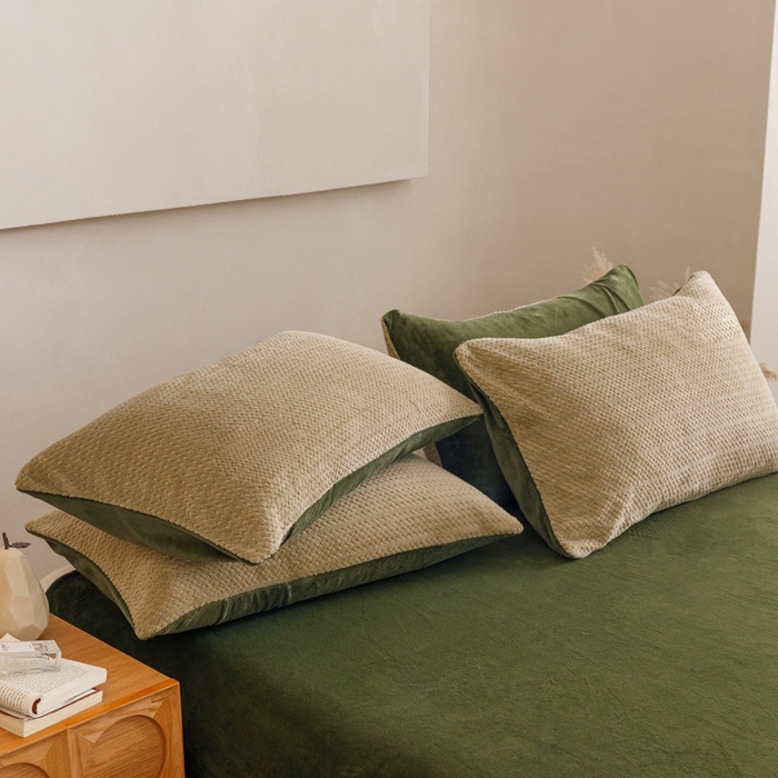 91家纺网 家纺一手货源 找家纺 早晨家纺 2025新款波浪款牛奶绒提花四件套 波浪-浅水绿