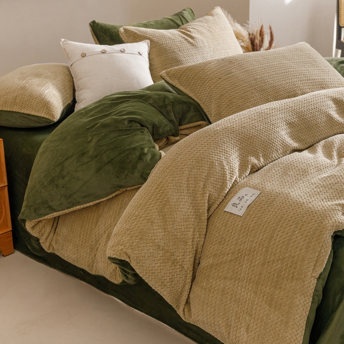 91家纺网 家纺一手货源 找家纺 （总）早晨家纺 2025新款波浪款牛奶绒提花四件套