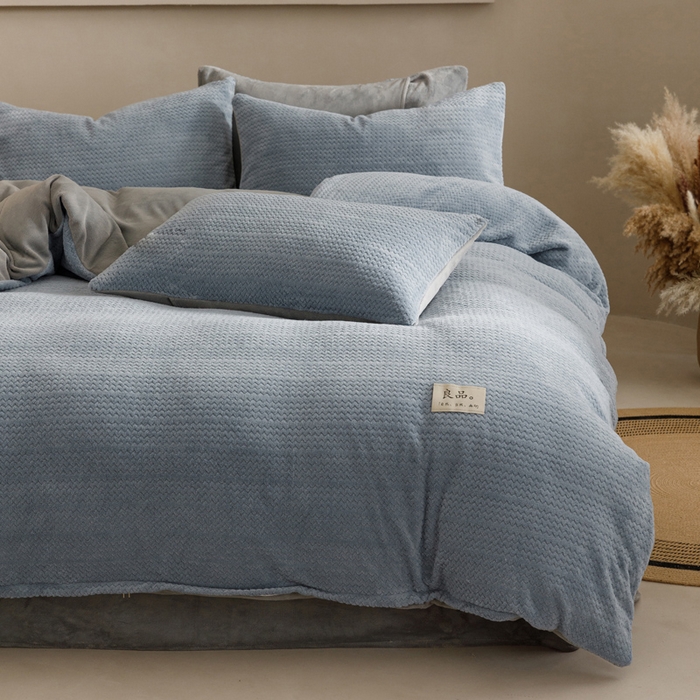 91家纺网 家纺一手货源 找家纺 （总）早晨家纺 2025新款波浪款牛奶绒提花四件套