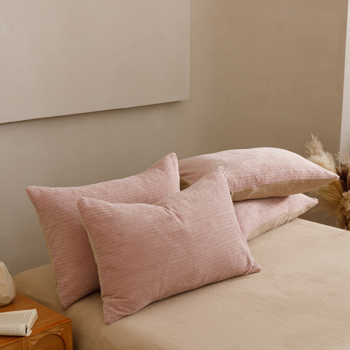 91家纺网 家纺一手货源 找家纺 早晨家纺 2025新款波浪款牛奶绒提花四件套 波浪-豆沙