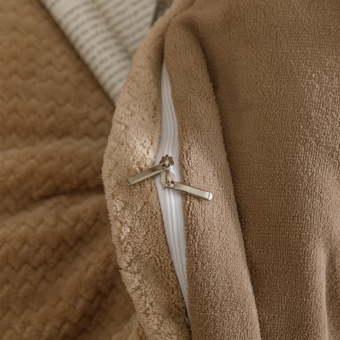 91家纺网 家纺一手货源 找家纺 早晨家纺 2025新款波浪款牛奶绒提花四件套 波浪-米驼