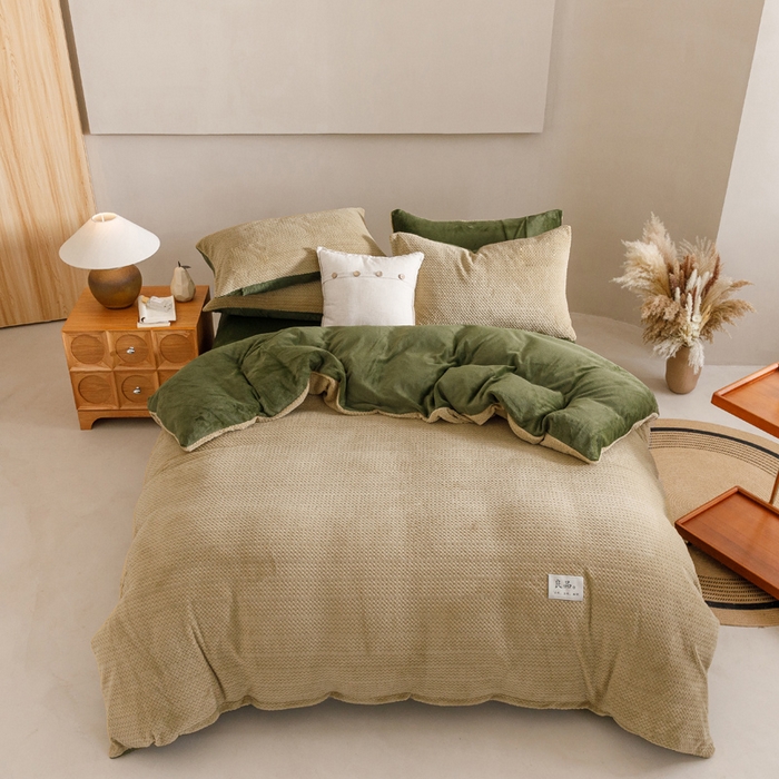 91家纺网 家纺一手货源 找家纺 早晨家纺 2025新款波浪款牛奶绒提花四件套 波浪-浅水绿