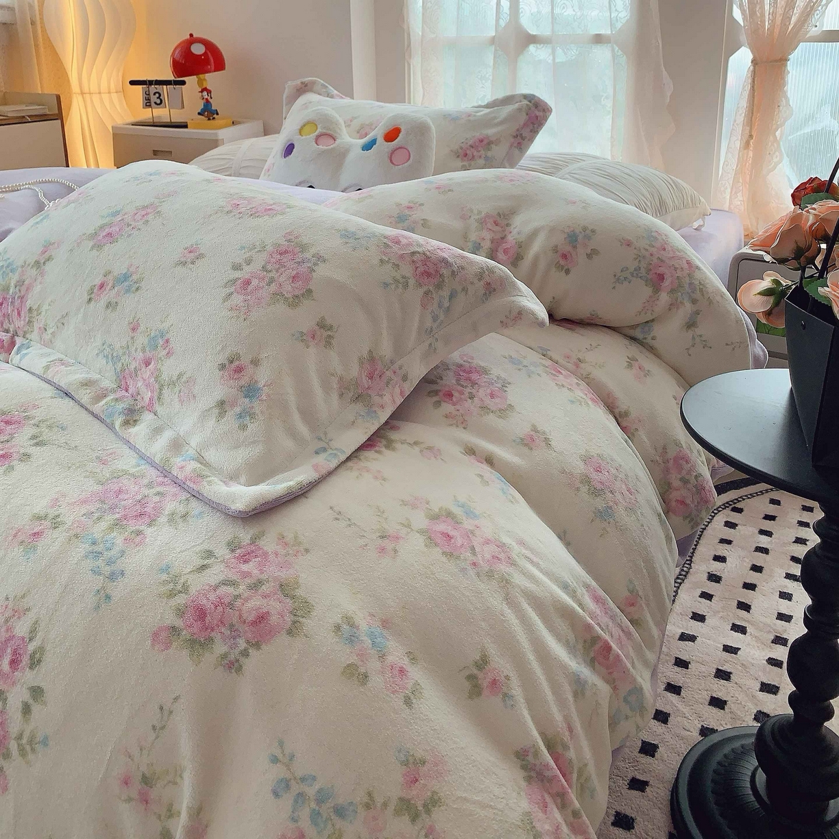 91家纺网 家纺一手货源 找家纺 莱豫家纺 2025新款加厚牛奶绒三件套四件套保暖不静电 沐熙花