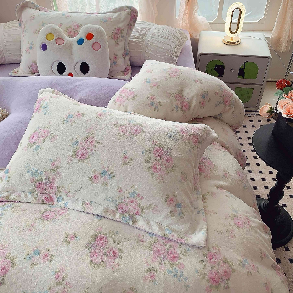 91家纺网 家纺一手货源 找家纺 莱豫家纺 2025新款加厚牛奶绒三件套四件套保暖不静电 沐熙花