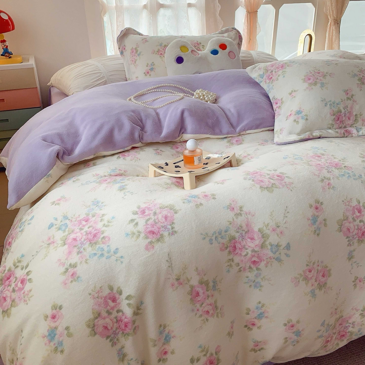 91家纺网 家纺一手货源 找家纺 莱豫家纺 2025新款加厚牛奶绒三件套四件套保暖不静电 沐熙花