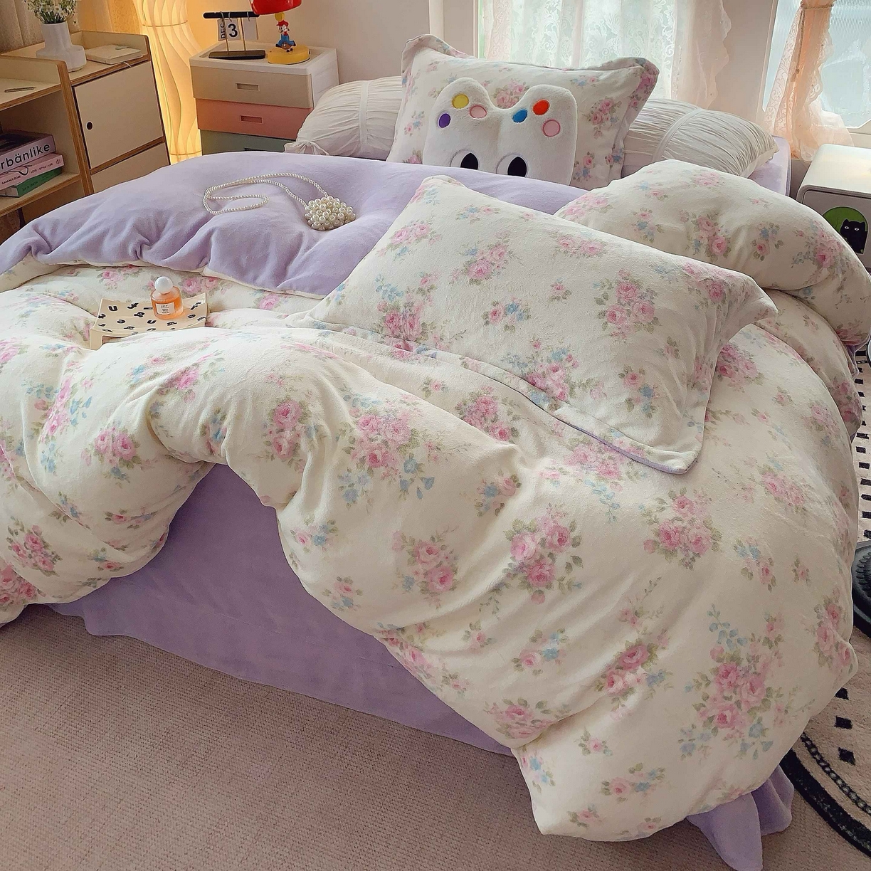 91家纺网 家纺一手货源 找家纺 莱豫家纺 2025新款加厚牛奶绒三件套四件套保暖不静电 沐熙花