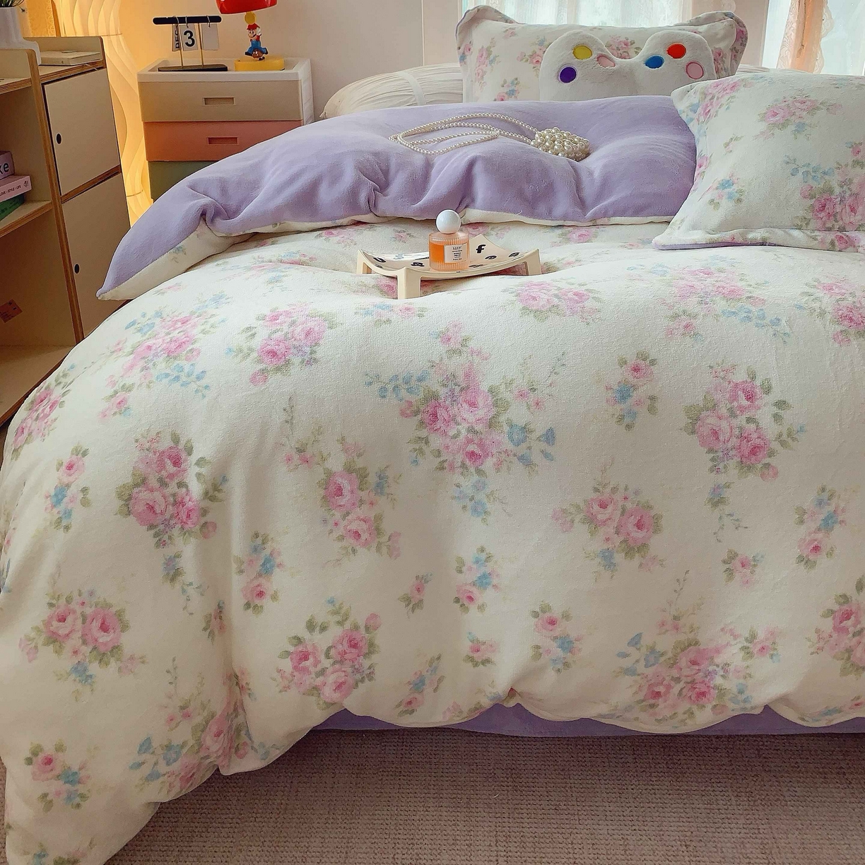 91家纺网 家纺一手货源 找家纺 莱豫家纺 2025新款加厚牛奶绒三件套四件套保暖不静电 沐熙花