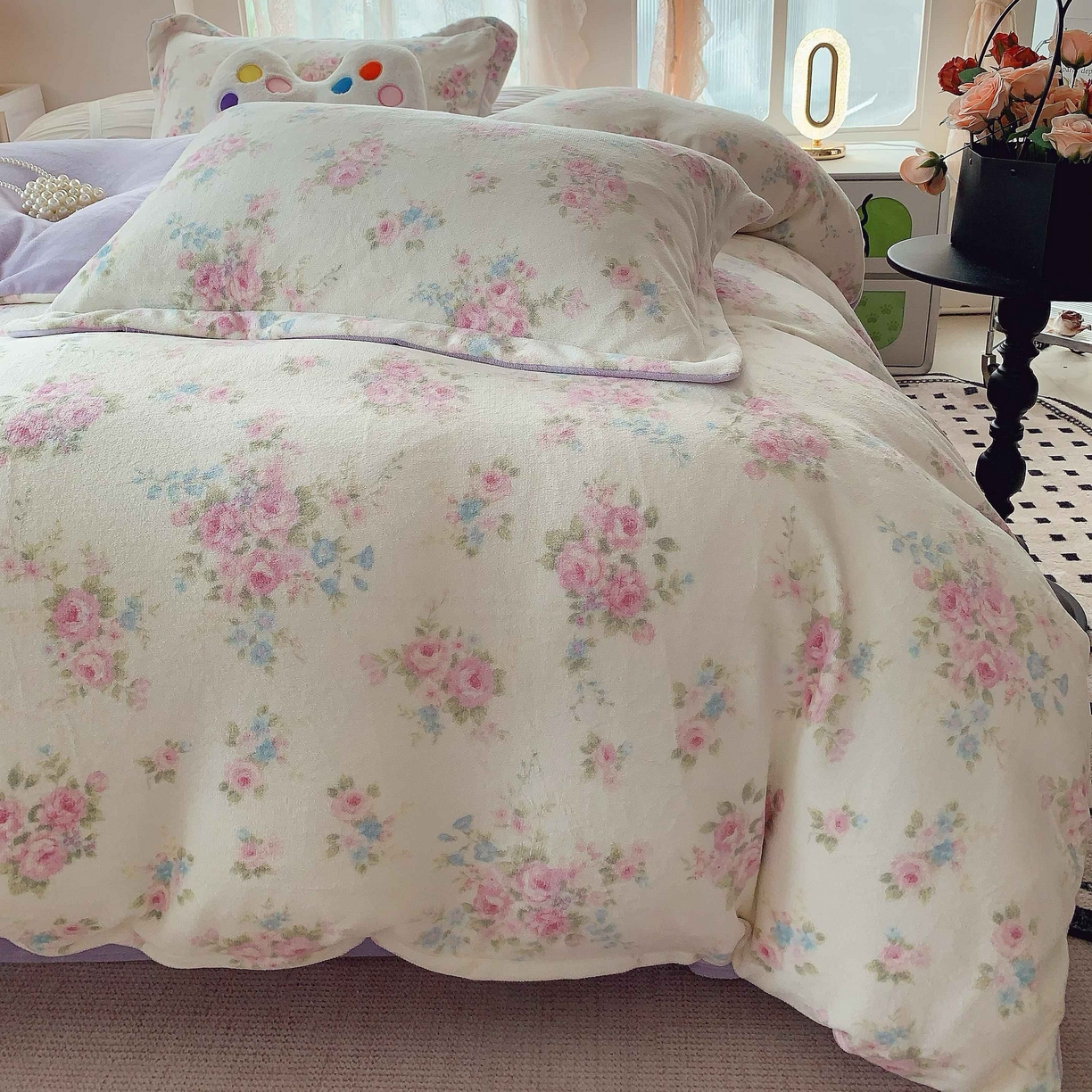 91家纺网 家纺一手货源 找家纺 莱豫家纺 2025新款加厚牛奶绒三件套四件套保暖不静电 沐熙花