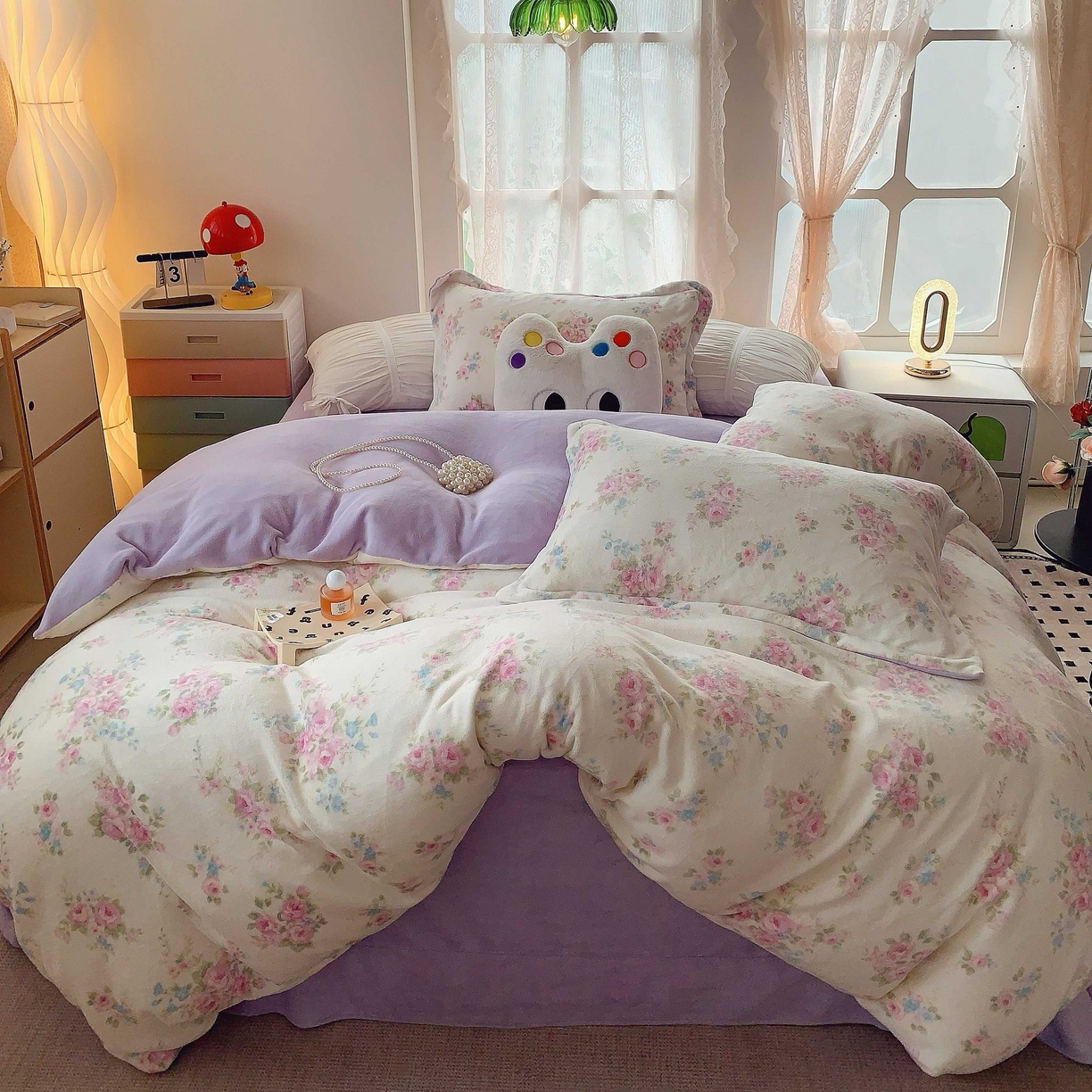 91家纺网 家纺一手货源 找家纺 莱豫家纺 2025新款加厚牛奶绒三件套四件套保暖不静电 沐熙花