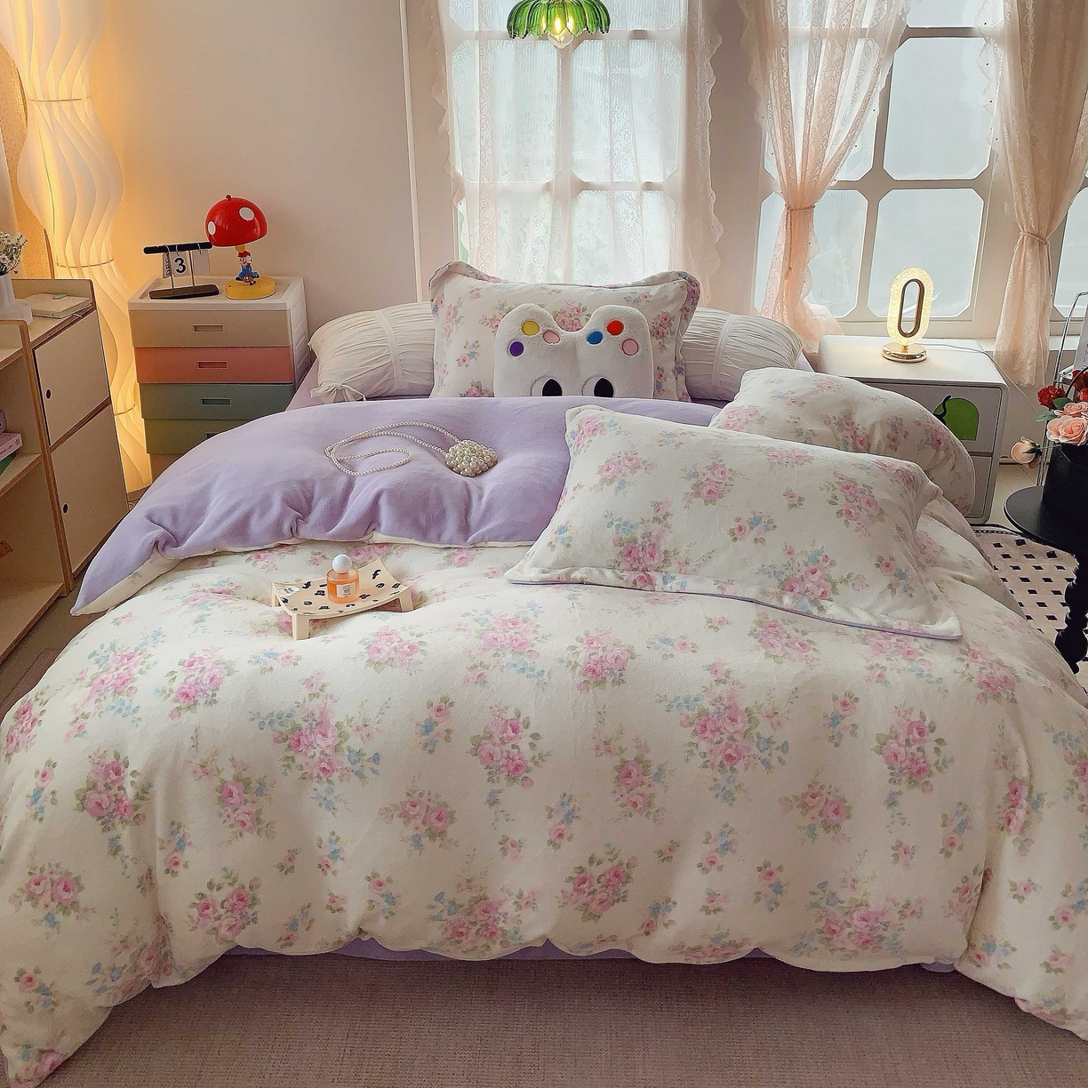 91家纺网 家纺一手货源 找家纺 莱豫家纺 2025新款加厚牛奶绒三件套四件套保暖不静电 沐熙花