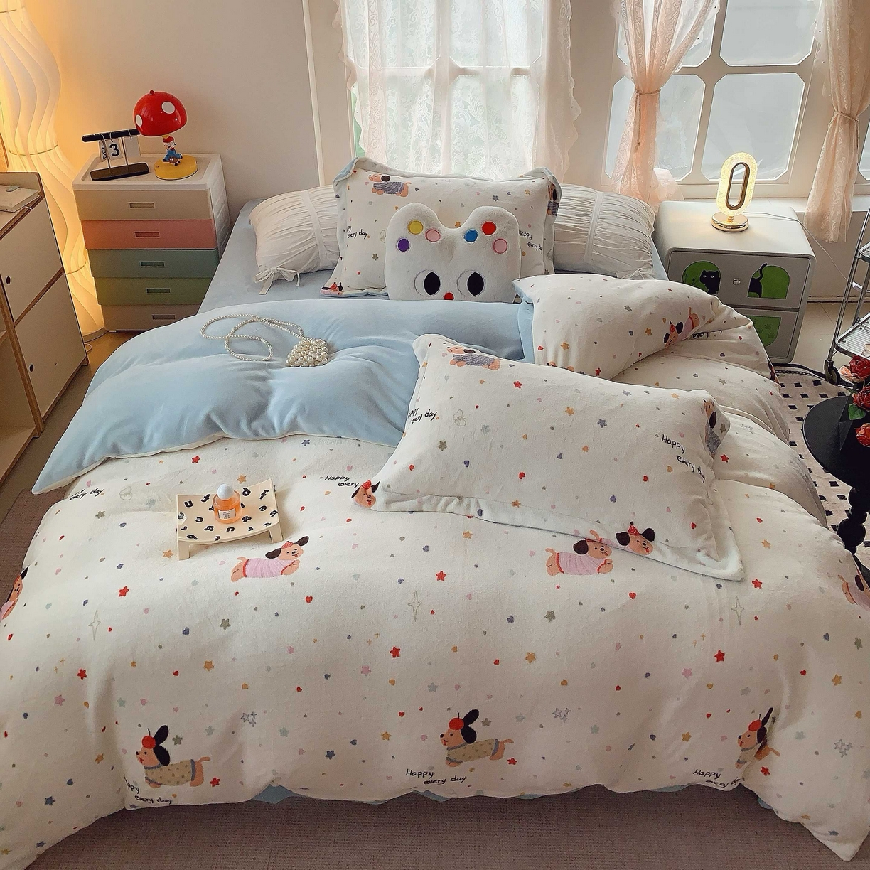 91家纺网 家纺一手货源 找家纺 莱豫家纺 2025新款加厚牛奶绒三件套四件套保暖不静电 童趣星海