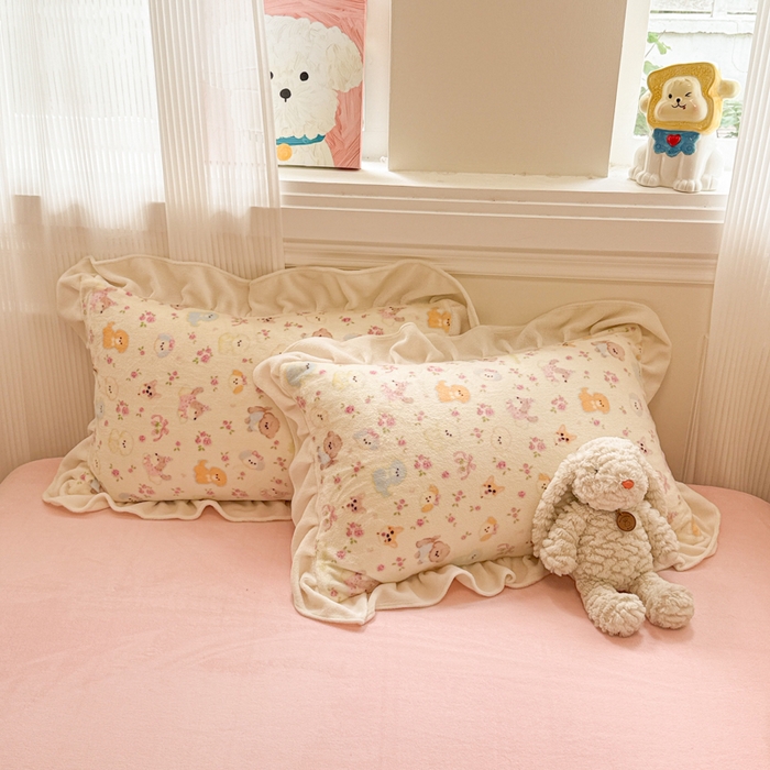 91家纺网 家纺一手货源 找家纺 米莱家纺 2025新款牛奶绒印花花边四件套 童趣乐园