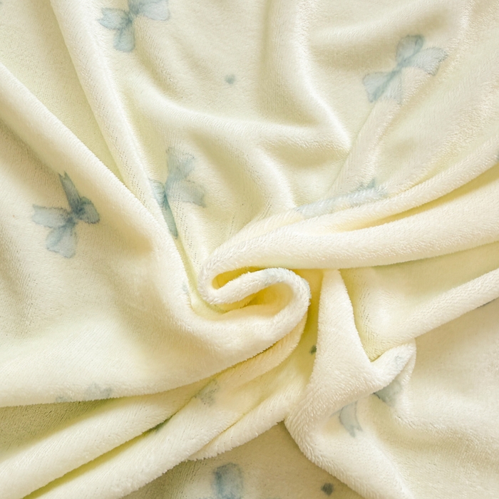 91家纺网 家纺一手货源 找家纺 米莱家纺 2025新款牛奶绒印花花边四件套 蓝色蝴蝶节