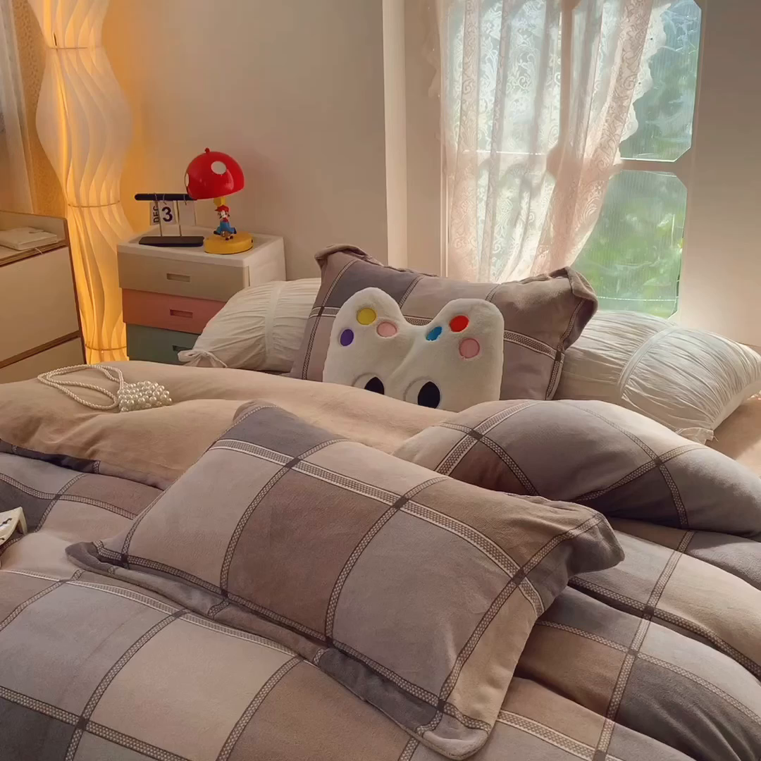 91家纺网 家纺一手货源 找家纺 莱豫家纺 2025新款加厚牛奶绒三件套四件套保暖不静电 雅致格调