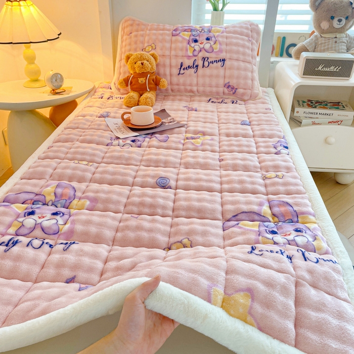 91家纺网 家纺一手货源 找家纺 （总）梵朴 2025新款牛奶绒泡泡兔毛绒床垫学生宿舍床褥子床护垫学生款印花系列