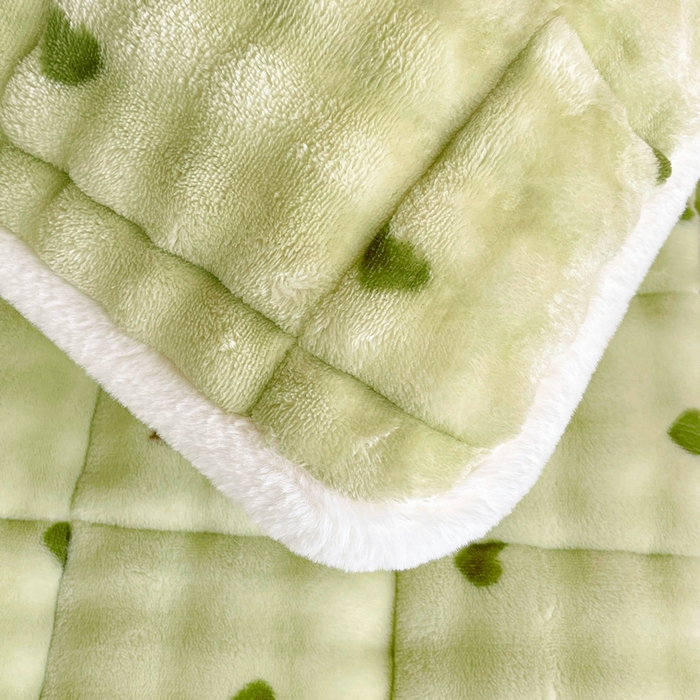 91家纺网 家纺一手货源 找家纺 梵朴 2025新款牛奶绒泡泡兔毛绒床垫学生宿舍床褥子床护垫学生款印花系列 爱心蝴蝶结绿