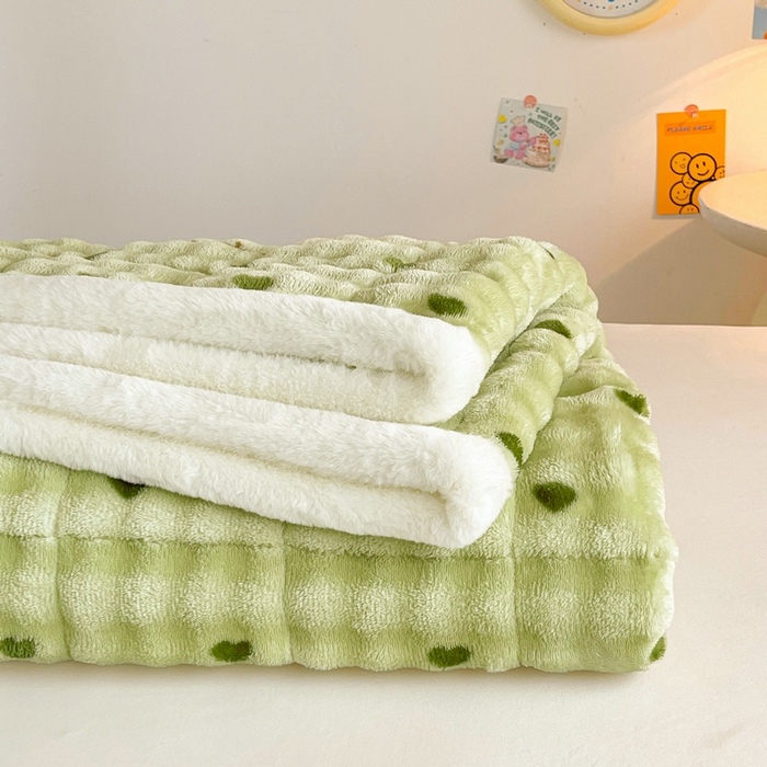 91家纺网 家纺一手货源 找家纺 梵朴 2025新款牛奶绒泡泡兔毛绒床垫学生宿舍床褥子床护垫学生款印花系列 爱心蝴蝶结绿