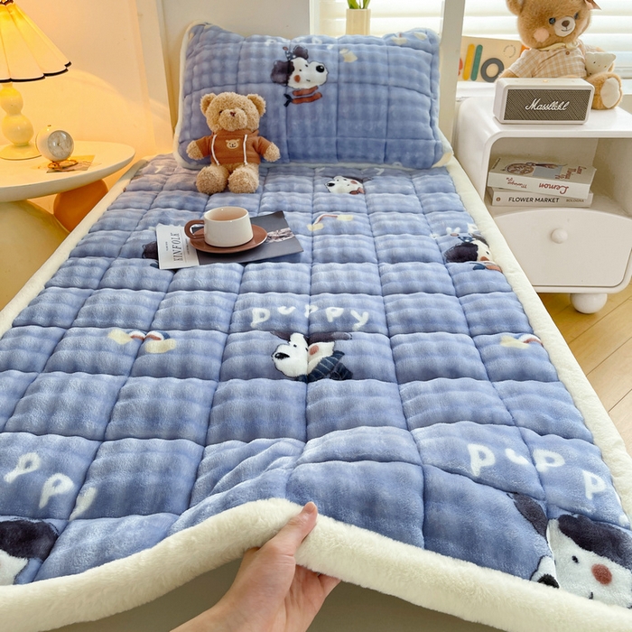 梵朴 2025新款牛奶绒泡泡兔毛绒床垫学生宿舍床褥子床护垫学生款印花系列 彩虹哈皮狗