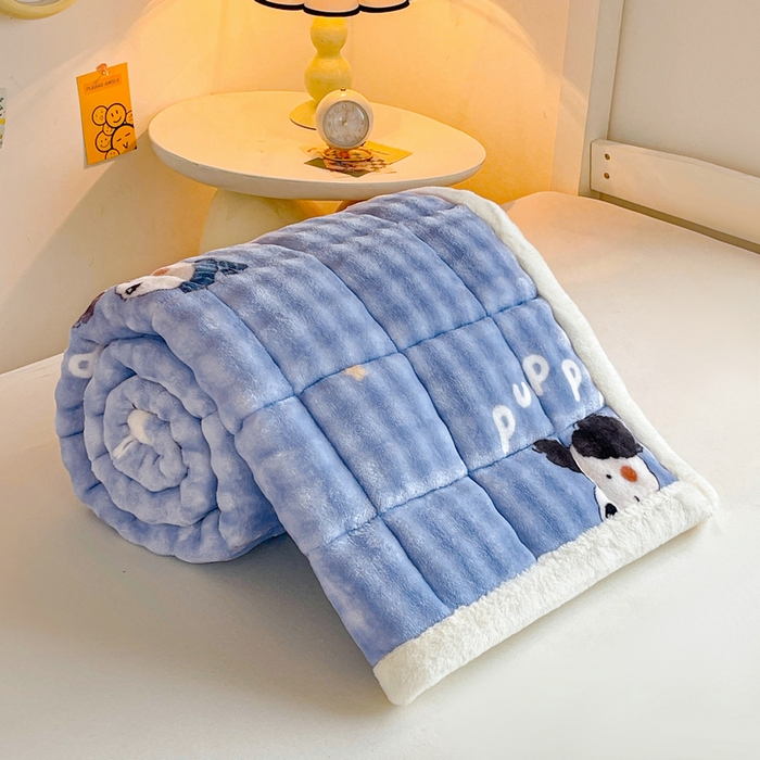 91家纺网 家纺一手货源 找家纺 梵朴 2025新款牛奶绒泡泡兔毛绒床垫学生宿舍床褥子床护垫学生款印花系列 彩虹哈皮狗