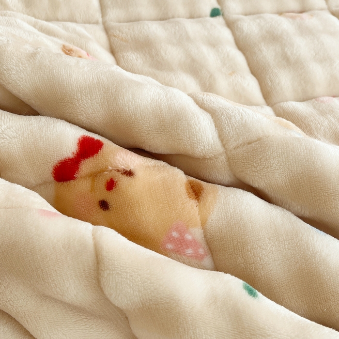 91家纺网 家纺一手货源 找家纺 梵朴 2025新款牛奶绒泡泡兔毛绒床垫学生宿舍床褥子床护垫学生款印花系列 黄油小熊