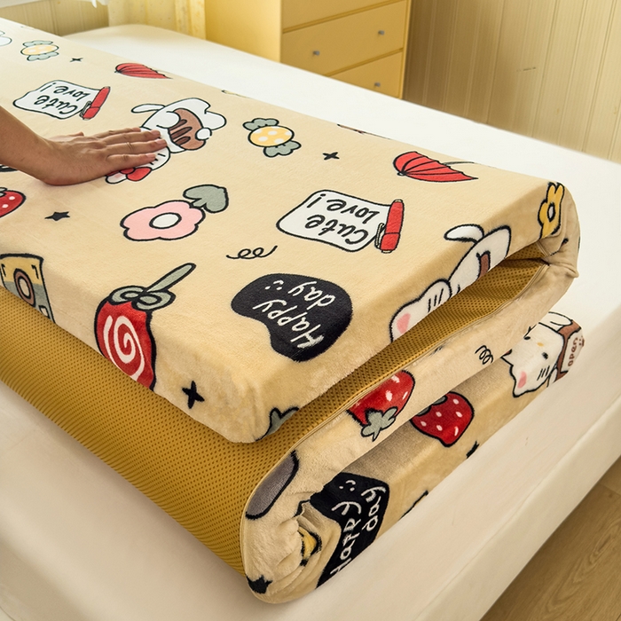 91家纺网 家纺一手货源 找家纺 北辰 2025新款冬季牛奶绒海绵床垫可拆洗软垫学生上下铺床垫可定制 欢乐假日