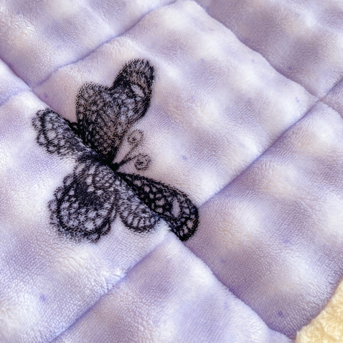 91家纺网 家纺一手货源 找家纺 梵朴 2025新款牛奶绒泡泡兔毛绒床垫学生宿舍床褥子床护垫学生款印花系列 蕾丝蝴蝶结紫