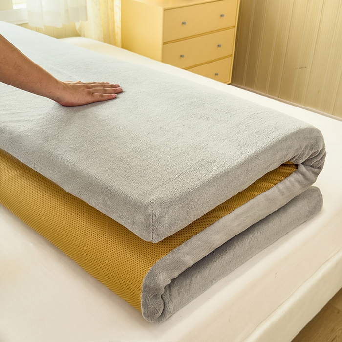 91家纺网 家纺一手货源 找家纺 北辰 2025新款冬季牛奶绒海绵床垫可拆洗软垫学生上下铺床垫可定制 纯色-灰