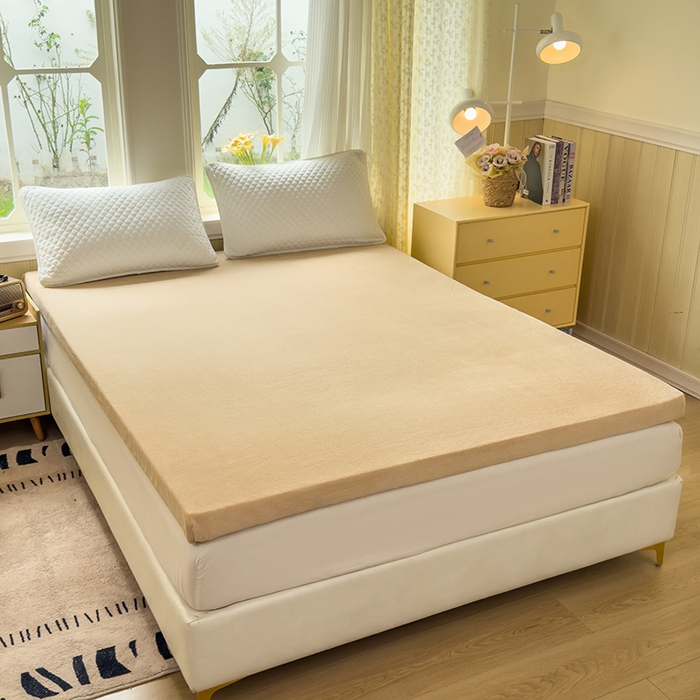 91家纺网 家纺一手货源 找家纺 北辰 2025新款冬季牛奶绒海绵床垫可拆洗软垫学生上下铺床垫可定制 纯色-棕