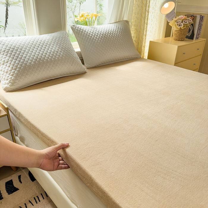 91家纺网 家纺一手货源 找家纺 北辰 2025新款冬季牛奶绒海绵床垫可拆洗软垫学生上下铺床垫可定制 纯色-棕