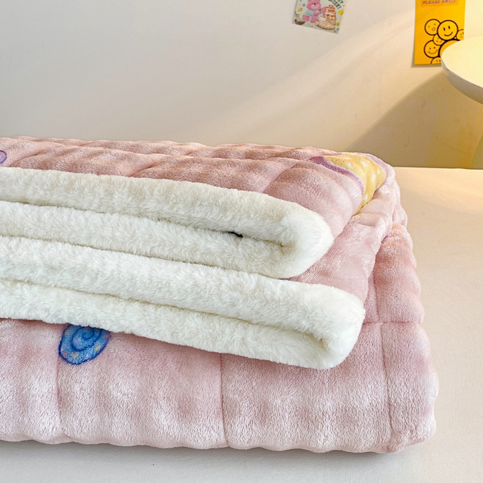 91家纺网 家纺一手货源 找家纺 梵朴 2025新款牛奶绒泡泡兔毛绒床垫学生宿舍床褥子床护垫学生款印花系列 星黛露粉