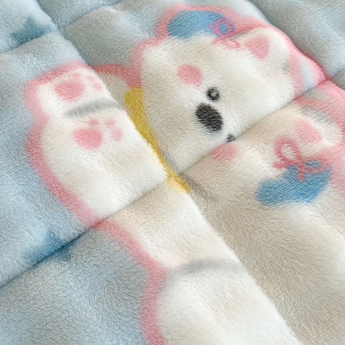 91家纺网 家纺一手货源 找家纺 梵朴 2025新款牛奶绒泡泡兔毛绒床垫学生宿舍床褥子床护垫学生款印花系列 音乐狗蓝