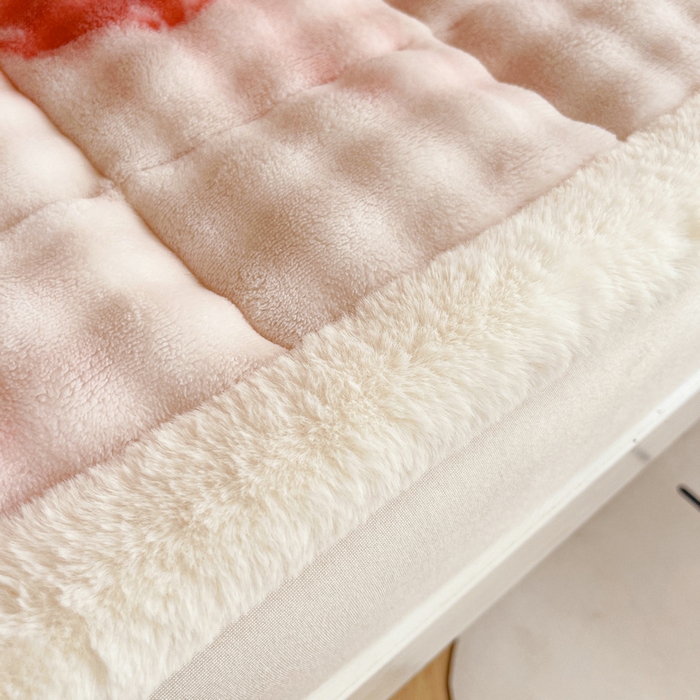 91家纺网 家纺一手货源 找家纺 梵朴 2025新款牛奶绒泡泡兔毛绒床垫学生宿舍床褥子床护垫学生款印花系列 云纹爱心粉