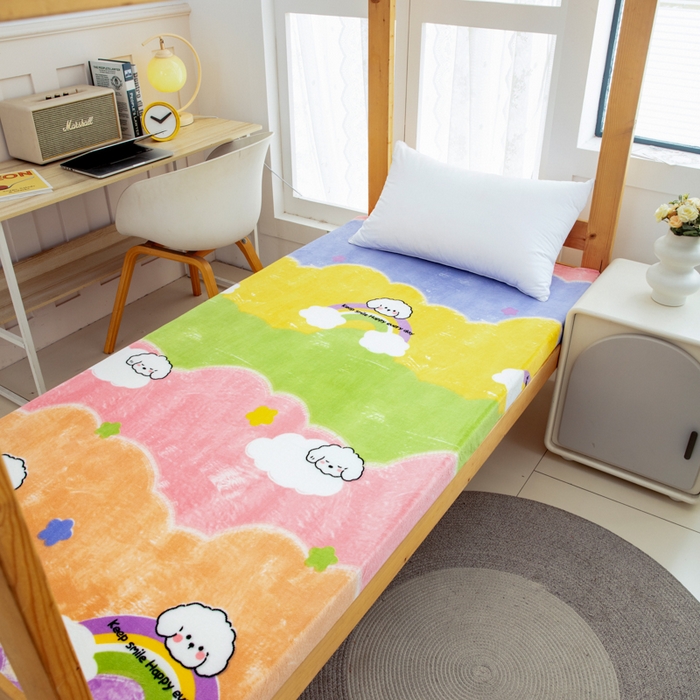 北辰 2025新款冬季牛奶绒海绵床垫可拆洗软垫学生上下铺床垫 彩虹狗宝