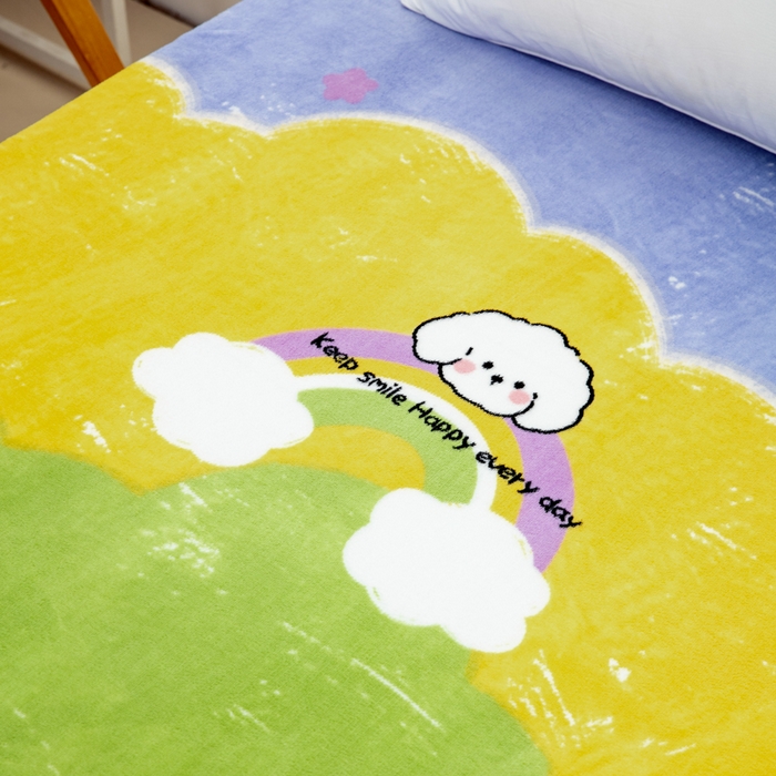 91家纺网 家纺一手货源 找家纺 北辰 2025新款冬季牛奶绒海绵床垫可拆洗软垫学生上下铺床垫 彩虹狗宝