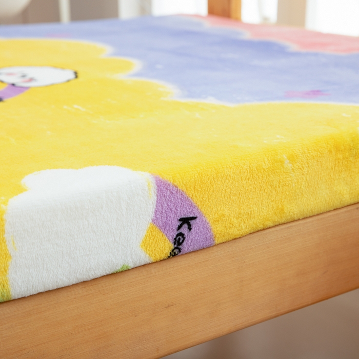 91家纺网 家纺一手货源 找家纺 北辰 2025新款冬季牛奶绒海绵床垫可拆洗软垫学生上下铺床垫 彩虹狗宝