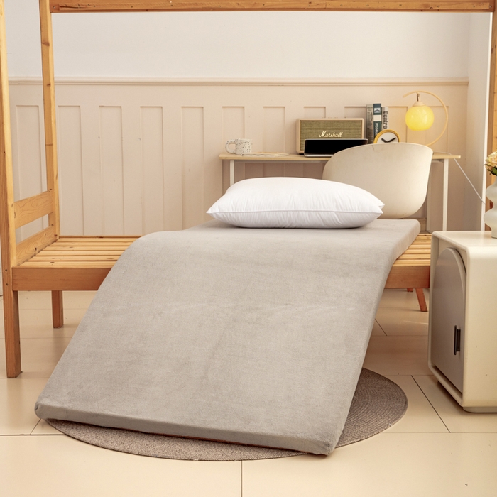 91家纺网 家纺一手货源 找家纺 北辰 2025新款冬季牛奶绒海绵床垫可拆洗软垫学生上下铺床垫 纯色-灰