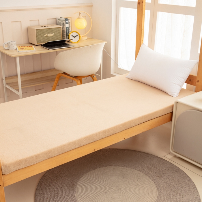 91家纺网 家纺一手货源 找家纺 北辰 2025新款冬季牛奶绒海绵床垫可拆洗软垫学生上下铺床垫 纯色-棕