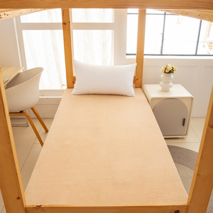 91家纺网 家纺一手货源 找家纺 北辰 2025新款冬季牛奶绒海绵床垫可拆洗软垫学生上下铺床垫 纯色-棕