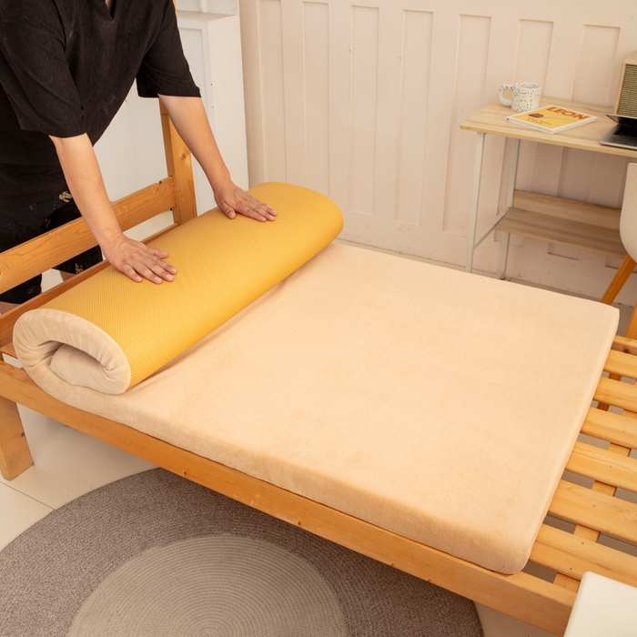 91家纺网 家纺一手货源 找家纺 北辰 2025新款冬季牛奶绒海绵床垫可拆洗软垫学生上下铺床垫 纯色-棕