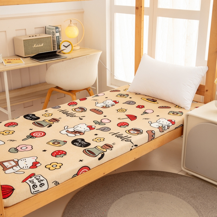 91家纺网 家纺一手货源 找家纺 北辰 2025新款冬季牛奶绒海绵床垫可拆洗软垫学生上下铺床垫 欢乐假日