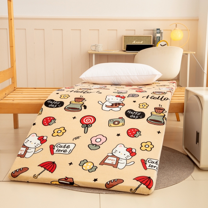 91家纺网 家纺一手货源 找家纺 北辰 2025新款冬季牛奶绒海绵床垫可拆洗软垫学生上下铺床垫 欢乐假日