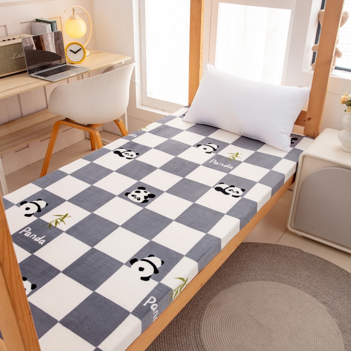 北辰 2025新款冬季牛奶绒海绵床垫可拆洗软垫学生上下铺床垫 灰格熊猫