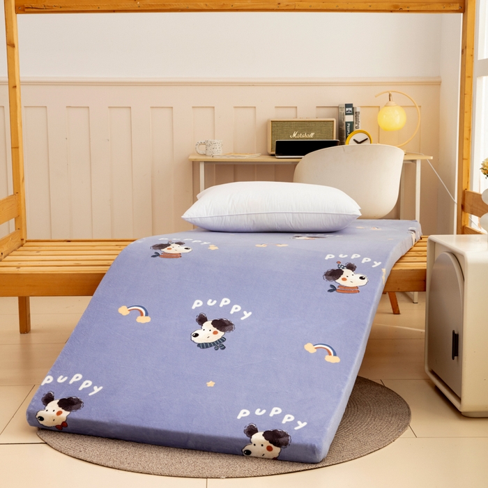 91家纺网 家纺一手货源 找家纺 北辰 2025新款冬季牛奶绒海绵床垫可拆洗软垫学生上下铺床垫 puppy狗