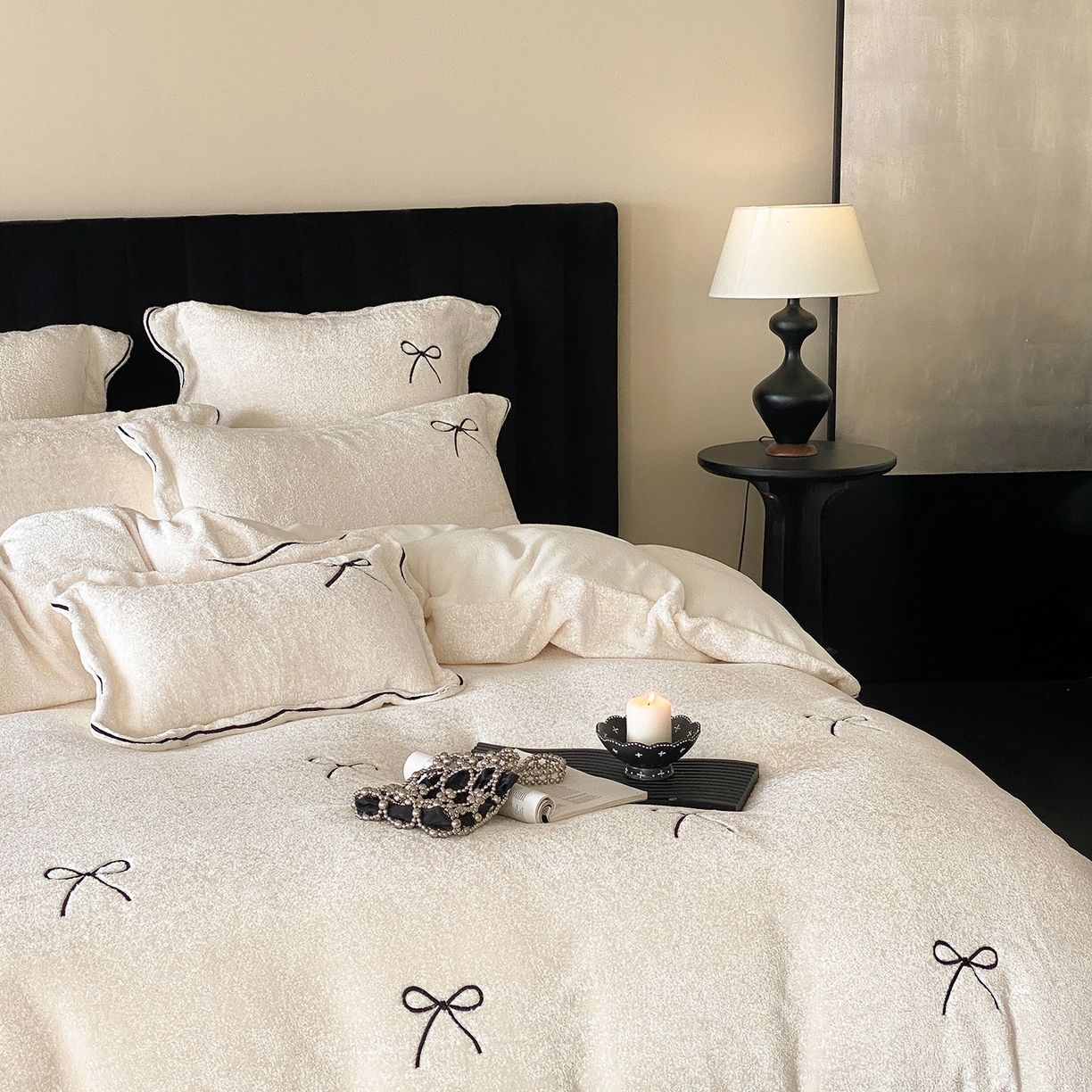 91家纺网 家纺一手货源 找家纺 （总）星野 2025新款高克重牛奶绒云锦绒刺绣四件套-可可西里